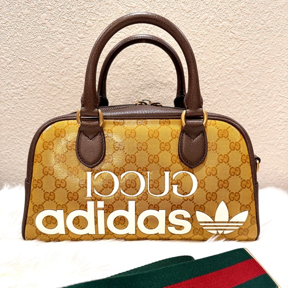 NEW Gucci x adidas Duffle Bag GG Coated Canvas Mini - Picture 1 of 8